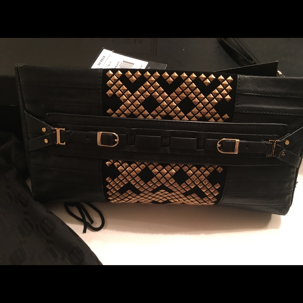 Herve Leger black leather purse